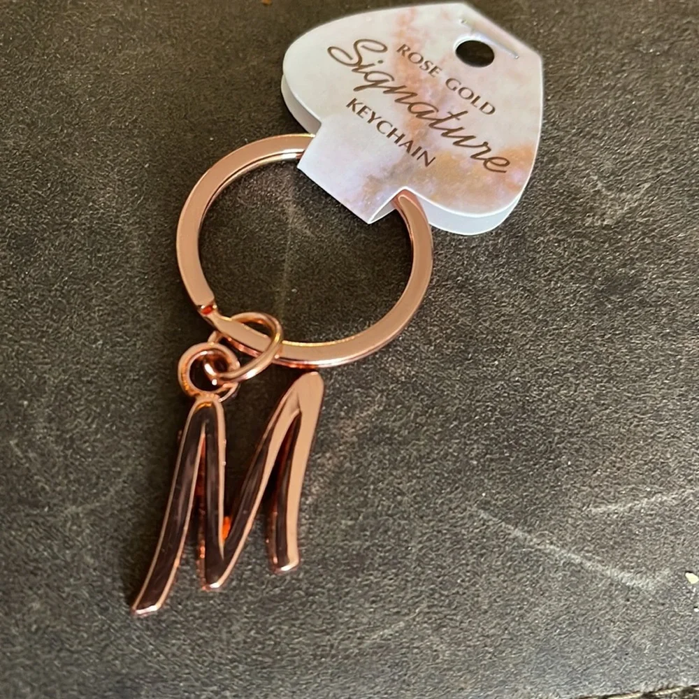 NWT Rose Gold Initial “M” Keychain